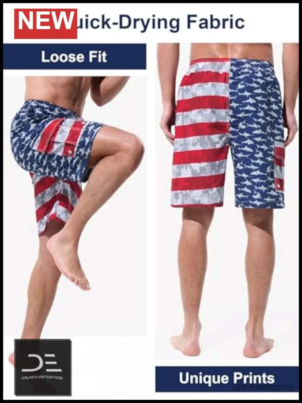 Mens Swim Trunks Board Shorts Quick Dry 9 Inch Beach Swimwear